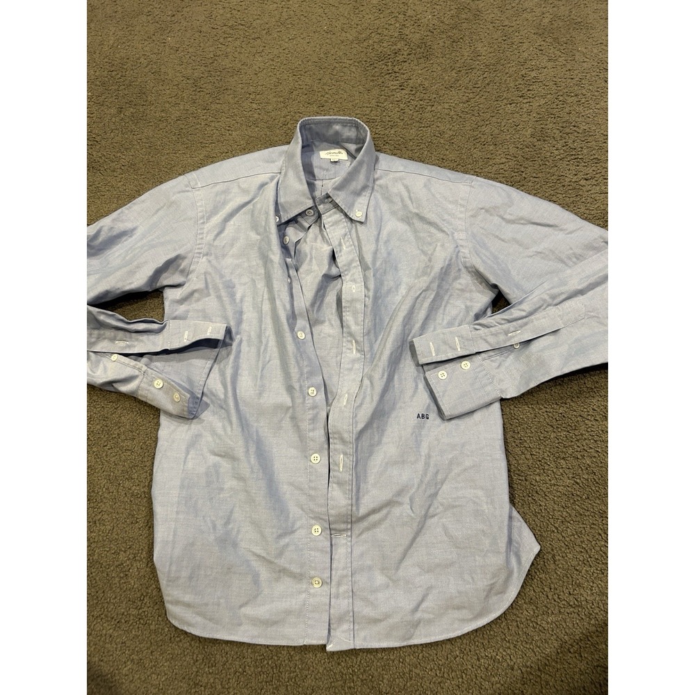 Hamilton Shirt Men Size 17 Blue Blend Button Long Sleeve Career‎ Office Coastal